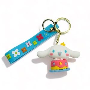 NEW Cinnmoroll Cake with Hand Rope and Lobster Claw Kawaii Keychain